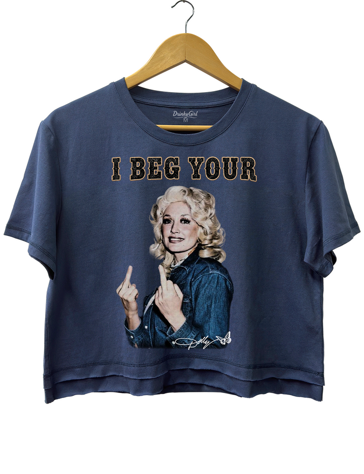 I Beg Your Parton Middle Finger Crop Top