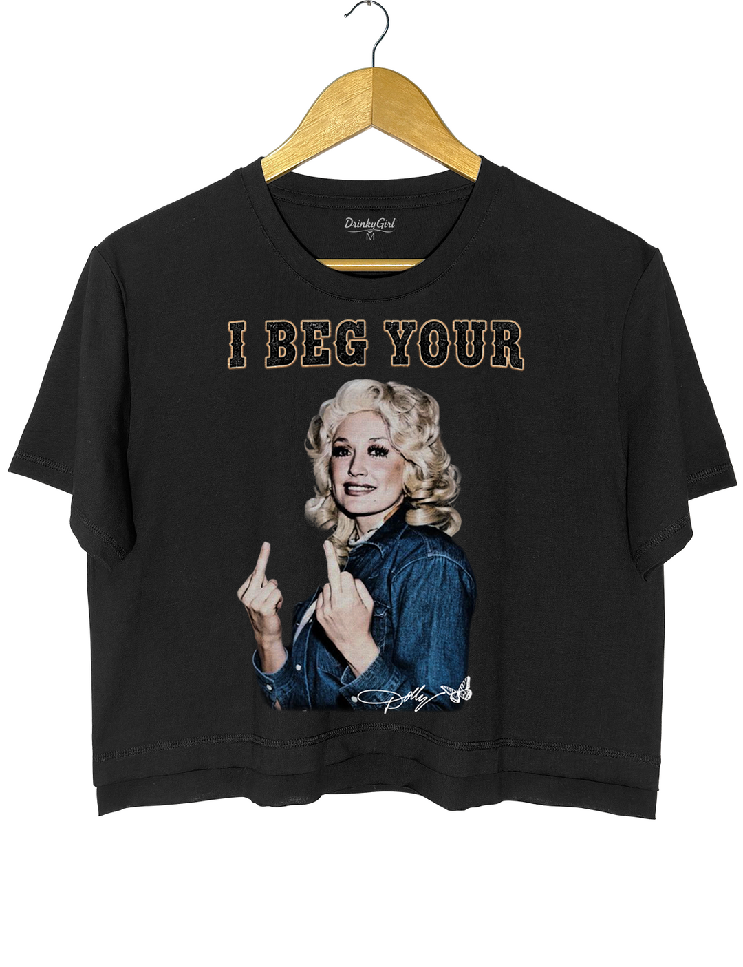 I Beg Your Parton Middle Finger Crop Top