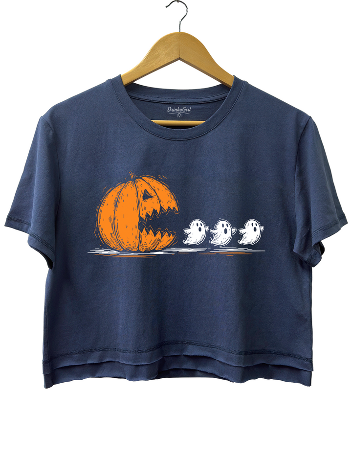 Halloween Pumpkin Eat Ghost Crop Top