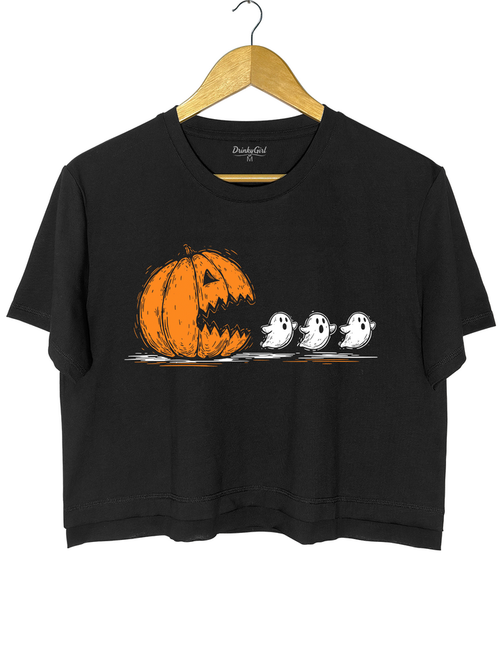 Halloween Pumpkin Eat Ghost Crop Top