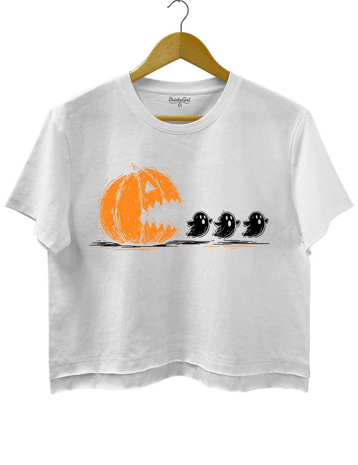 Halloween Pumpkin Eat Ghost Crop Top