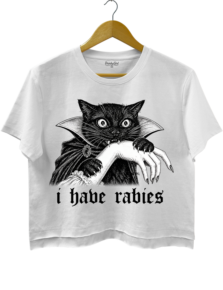 I Have Rabies Vampire Cat Crop Top