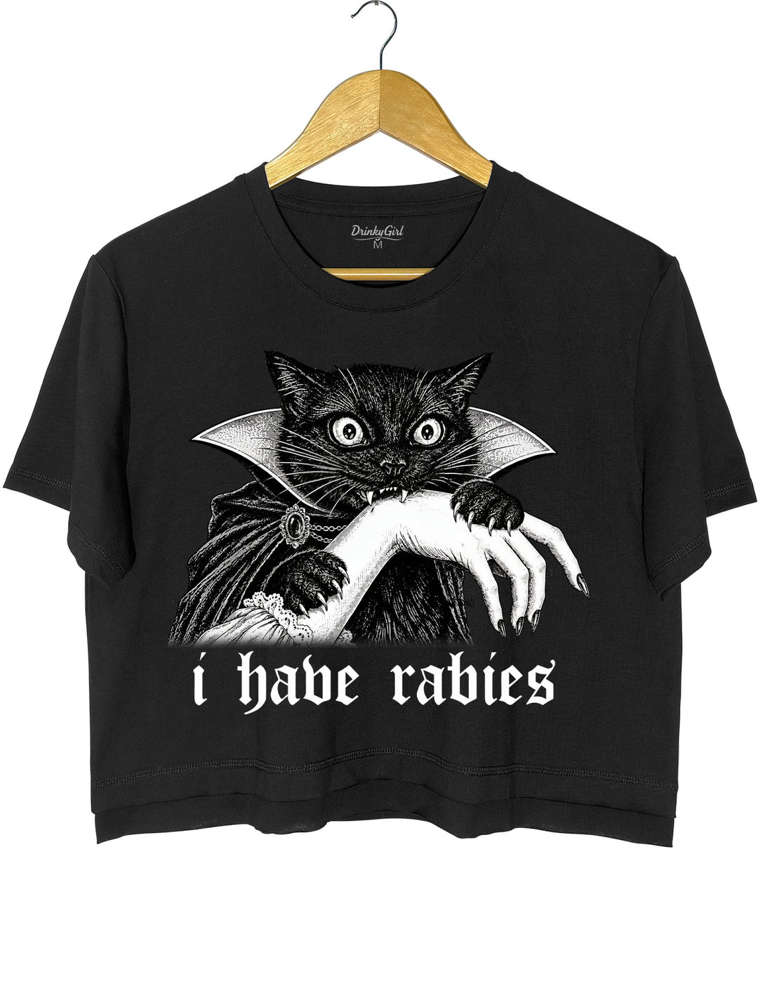 I Have Rabies Vampire Cat Crop Top