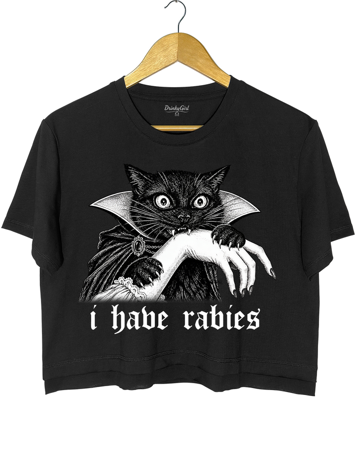 I Have Rabies Vampire Cat Crop Top