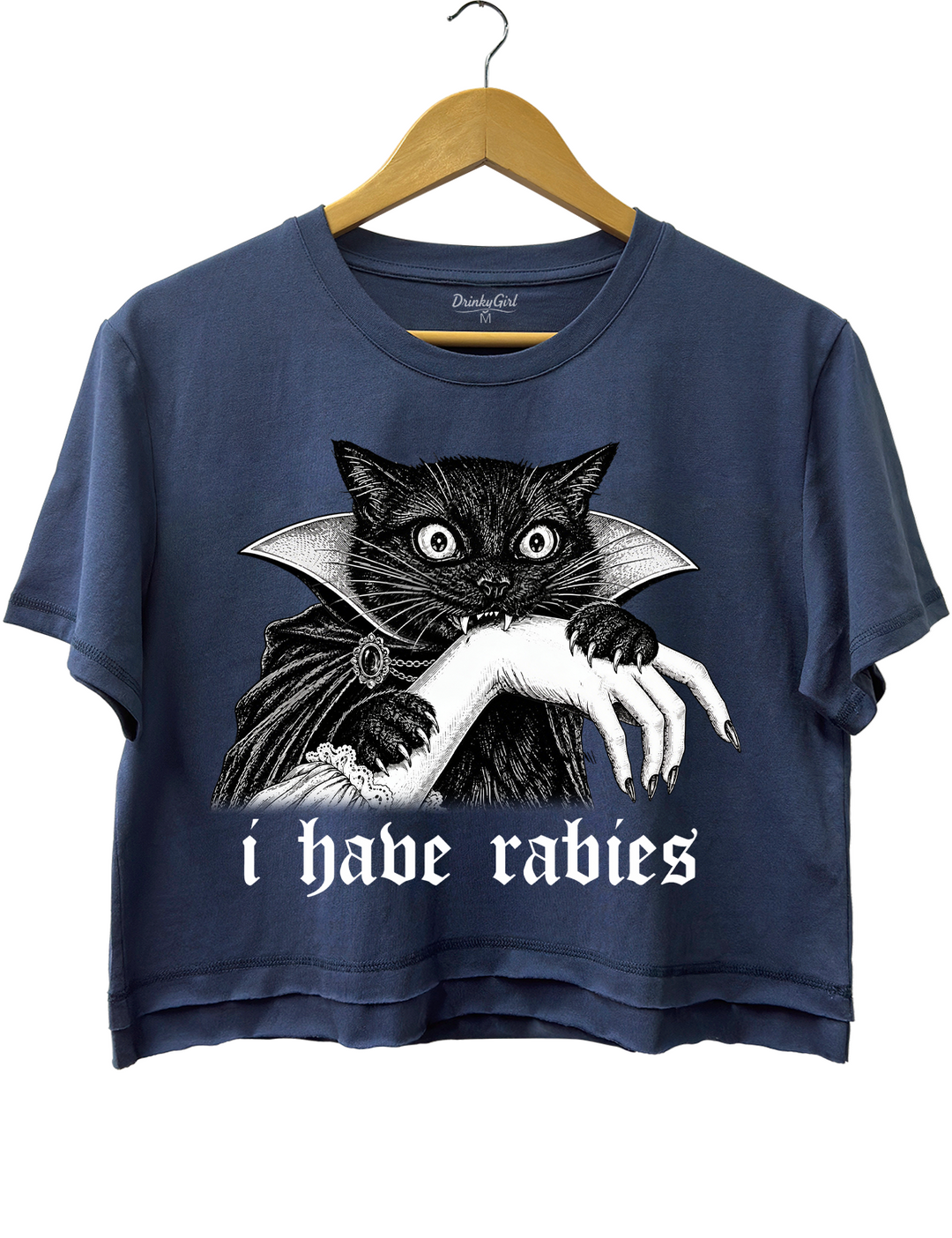 I Have Rabies Vampire Cat Crop Top