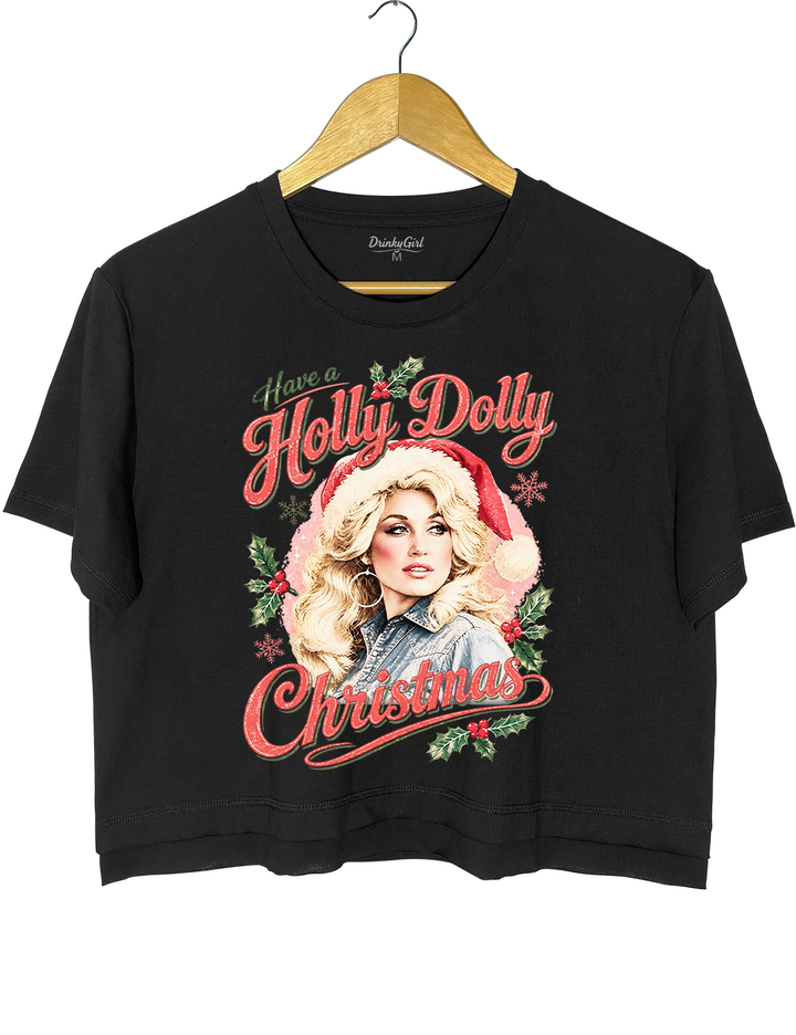 Have A Holly Dolly Christmas Vintage Crop Top