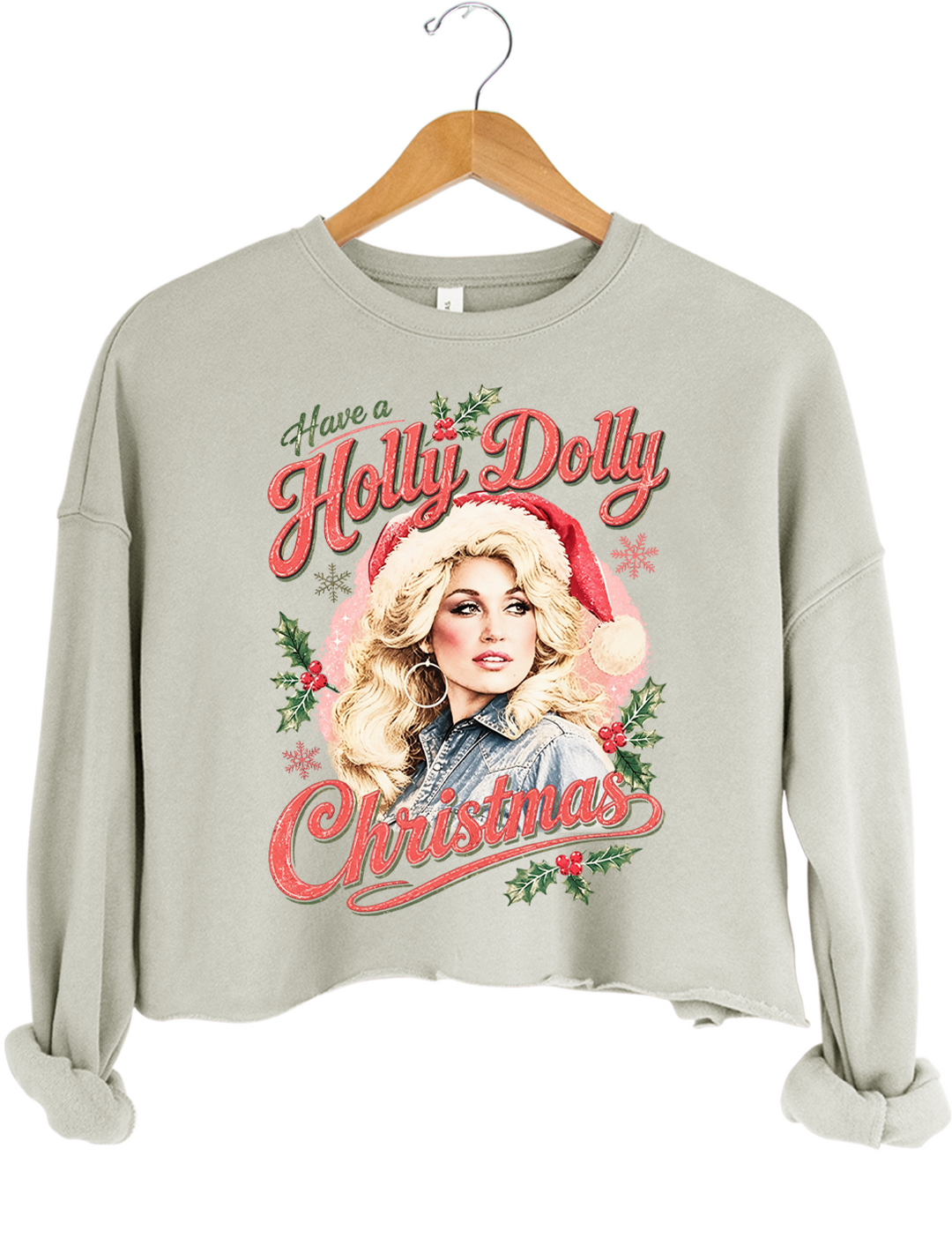 Have A Holly Dolly Christmas Vintage Crop Sweatshirt