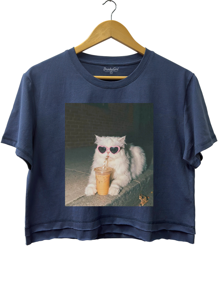 Persian Cat Iced Coffee Crop Top
