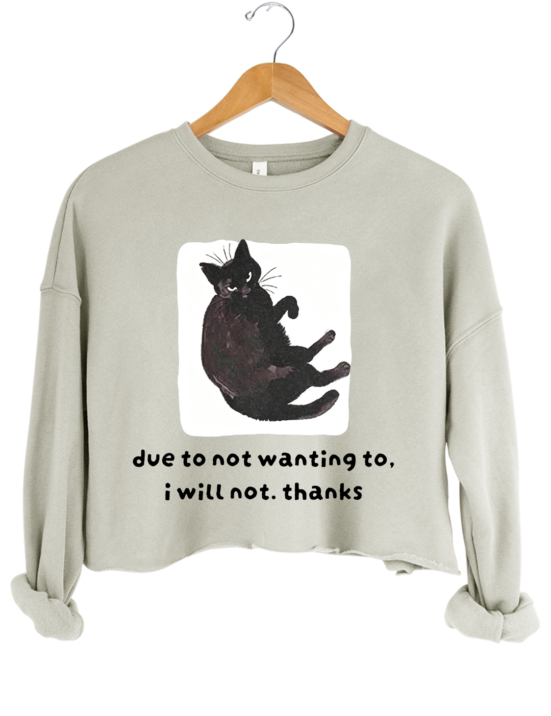 Due To Not Wanting To I Will Not Thanks Crop Sweatshirt