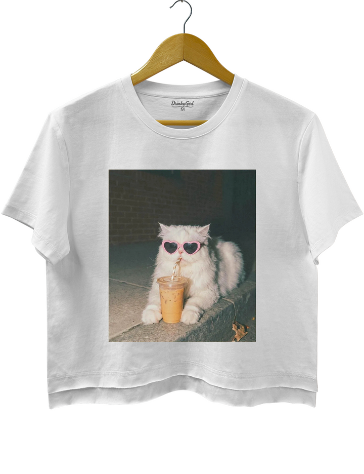 Persian Cat Iced Coffee Crop Top