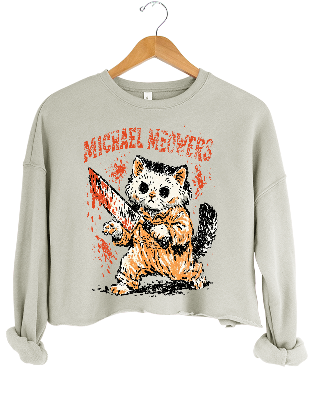 Michael Meowers Halloween Crop Sweatshirt