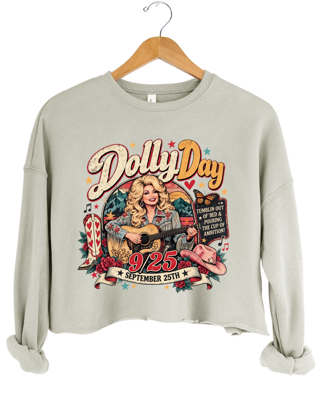 Dolly Day 9 to 5 Country Music Crop Sweatshirt