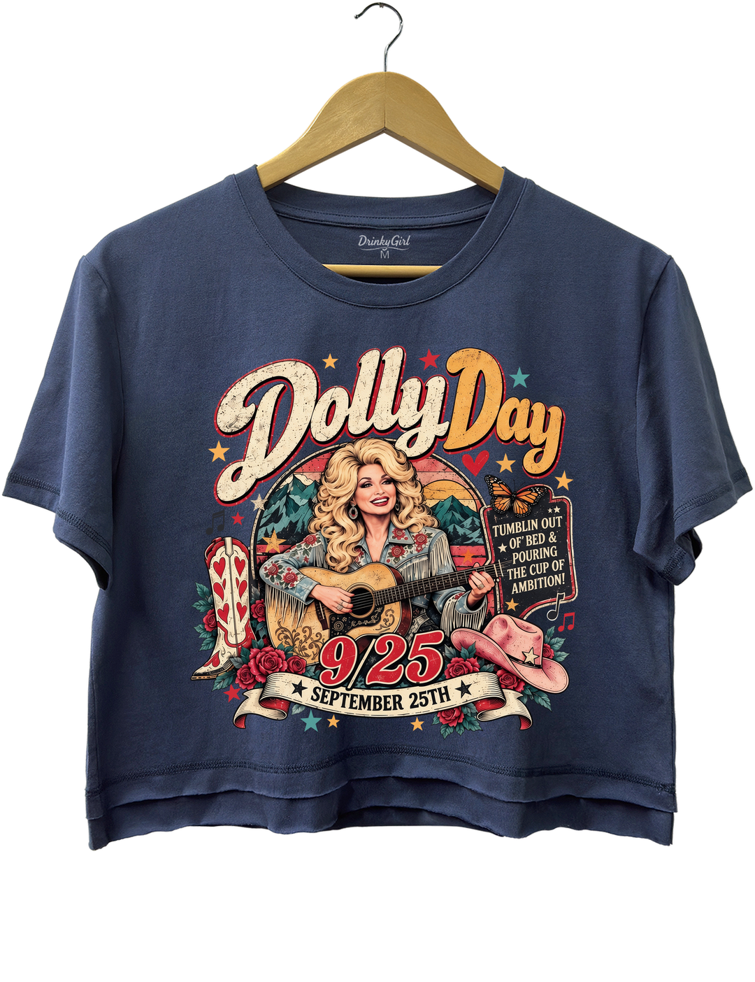 Dolly Day 9 to 5 Country Music Crop Top