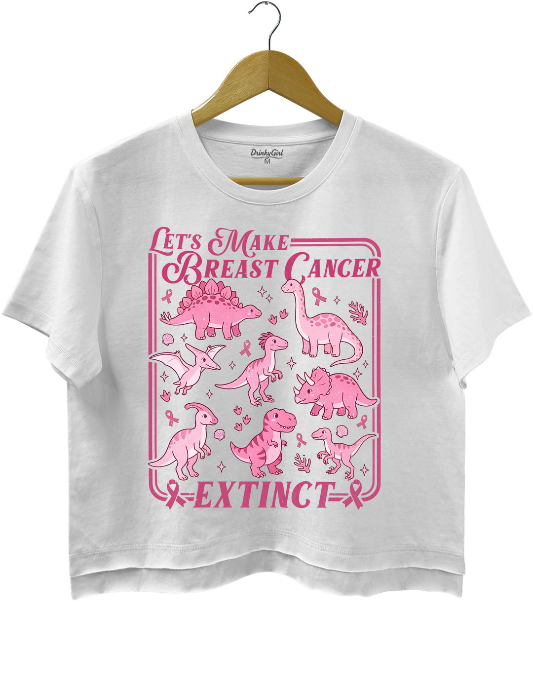 Breast Cancer Dinosaur Crop Top