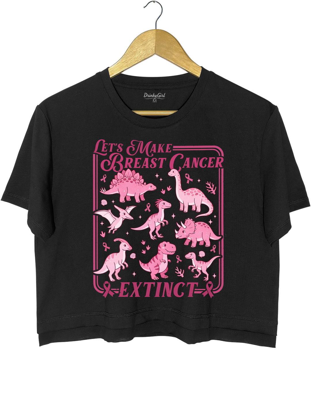 Breast Cancer Dinosaur Crop Top
