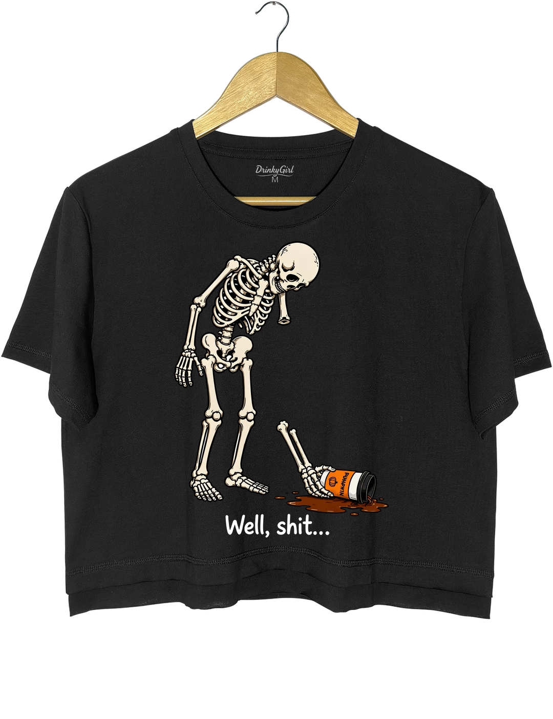 Well Shit Funny Skeleton Coffee Crop Top