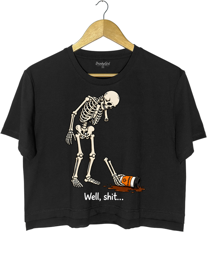 Well Shit Funny Skeleton Coffee Crop Top