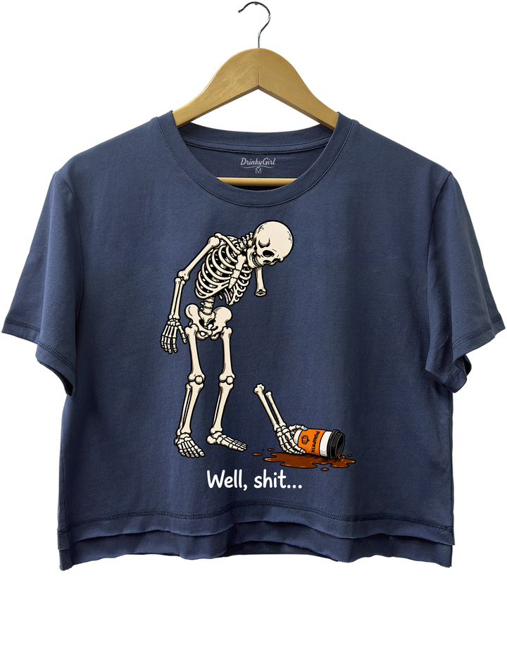 Well Shit Funny Skeleton Coffee Crop Top