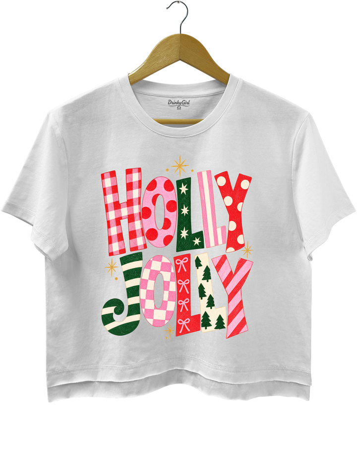 Retro Christmas Holly Jolly Crop Top