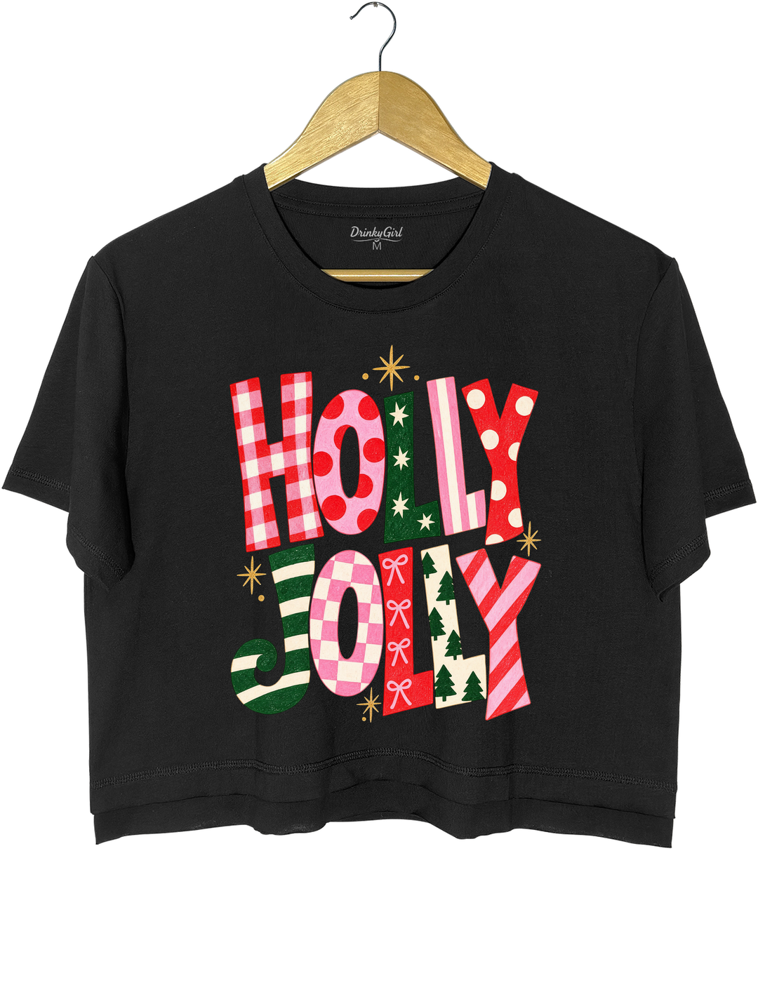 Retro Christmas Holly Jolly Crop Top