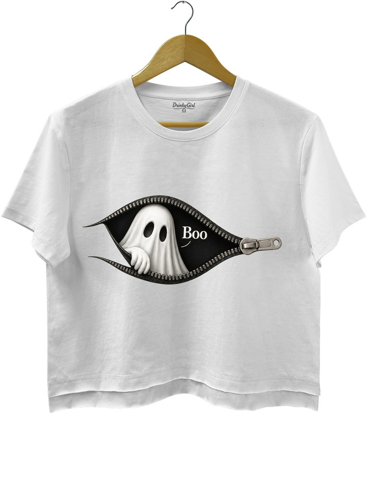 Boo Ghost Halloween Crop Top