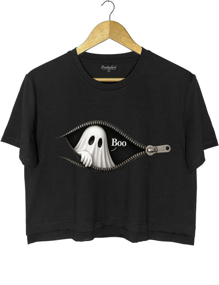 Boo Ghost Halloween Crop Top