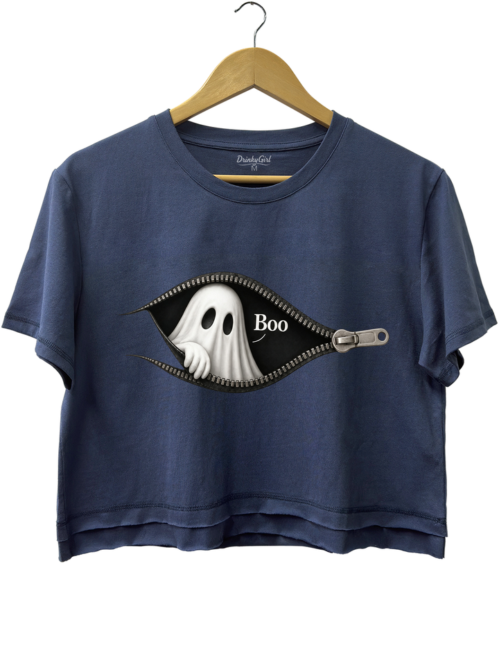 Boo Ghost Halloween Crop Top