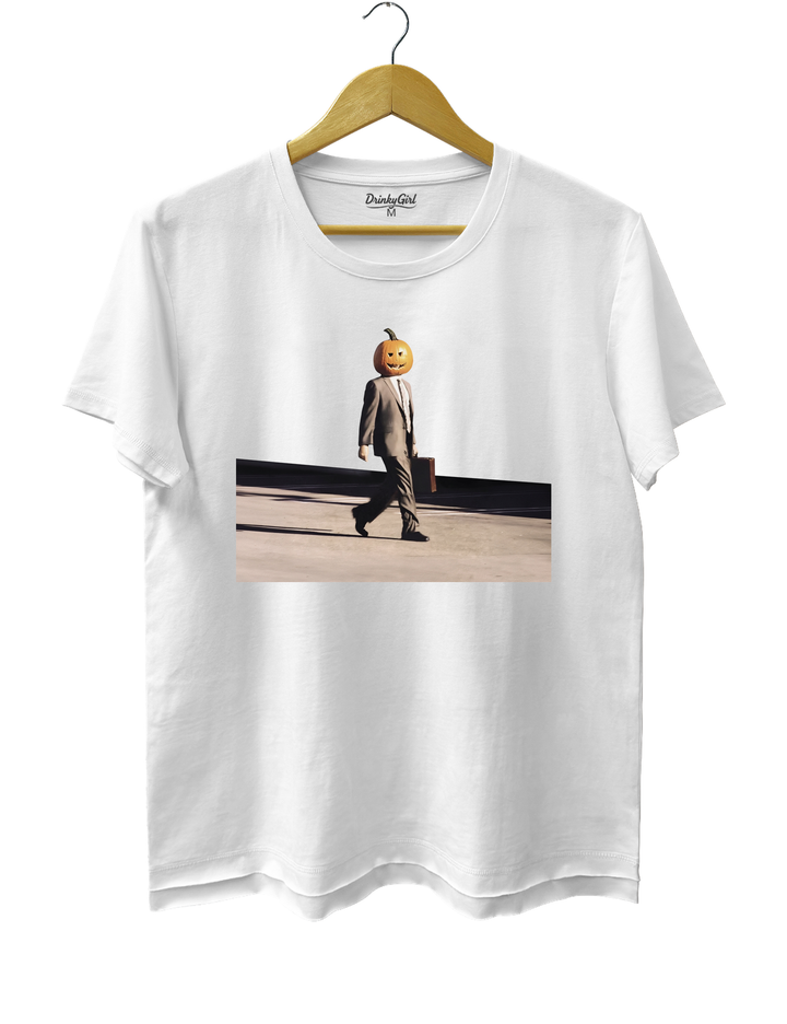 Funny Pumpkin Head Tee - White