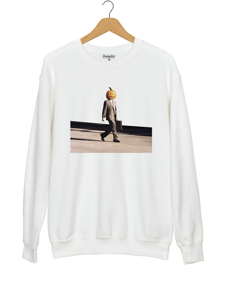 Funny Pumpkin Head Sweatshirt - White