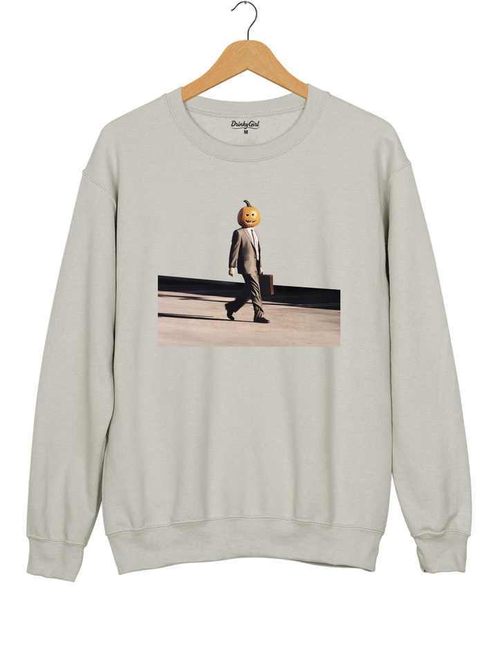 Funny Pumpkin Head Sweatshirt - Gray