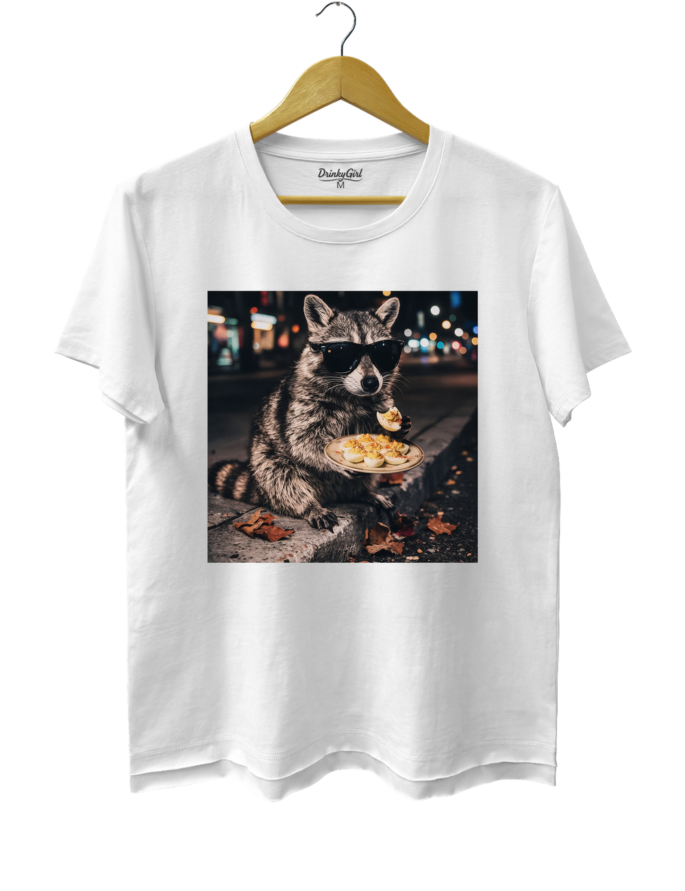Deviled Eggs Raccoon Tee - White