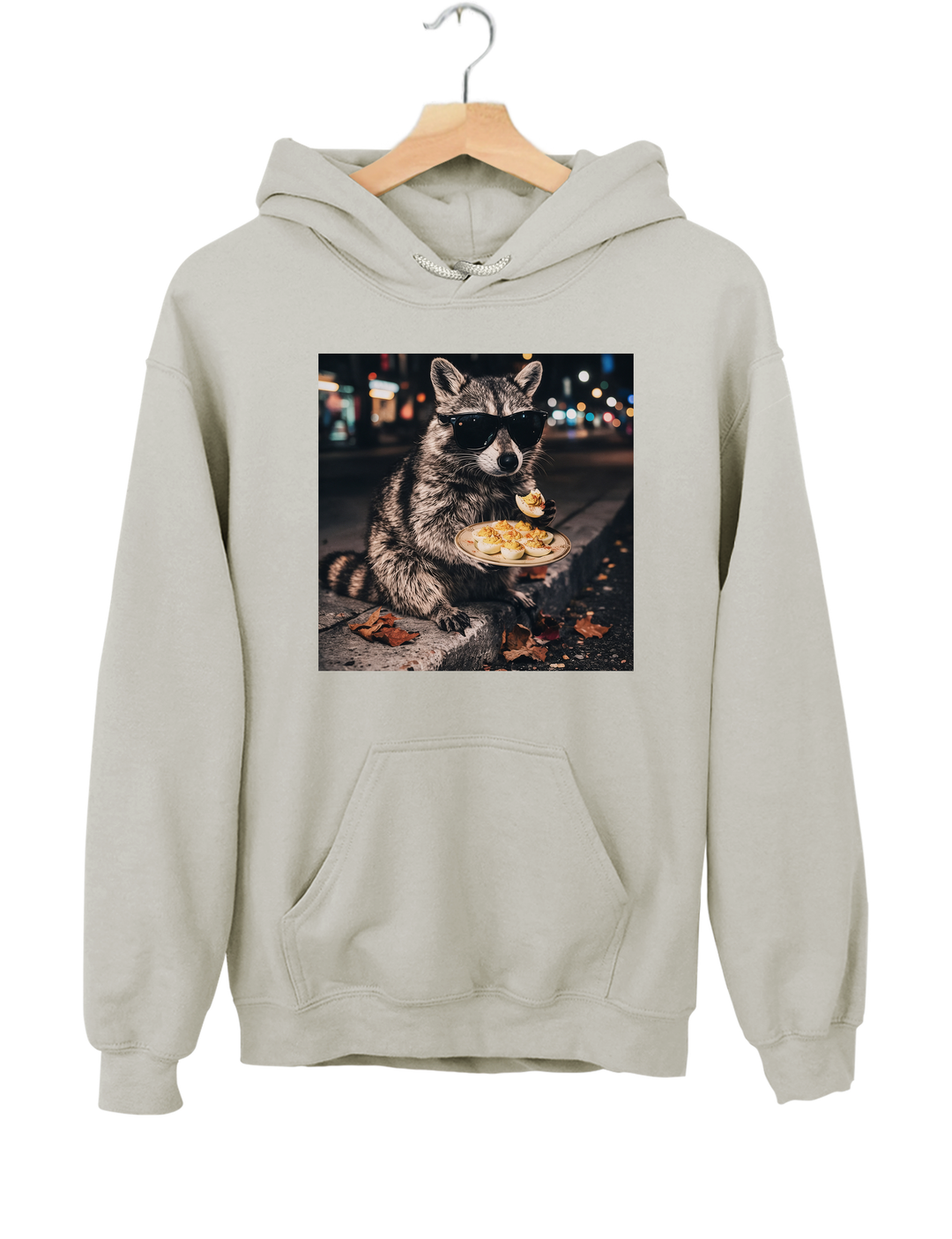 Deviled Eggs Raccoon Hoodie - Gray