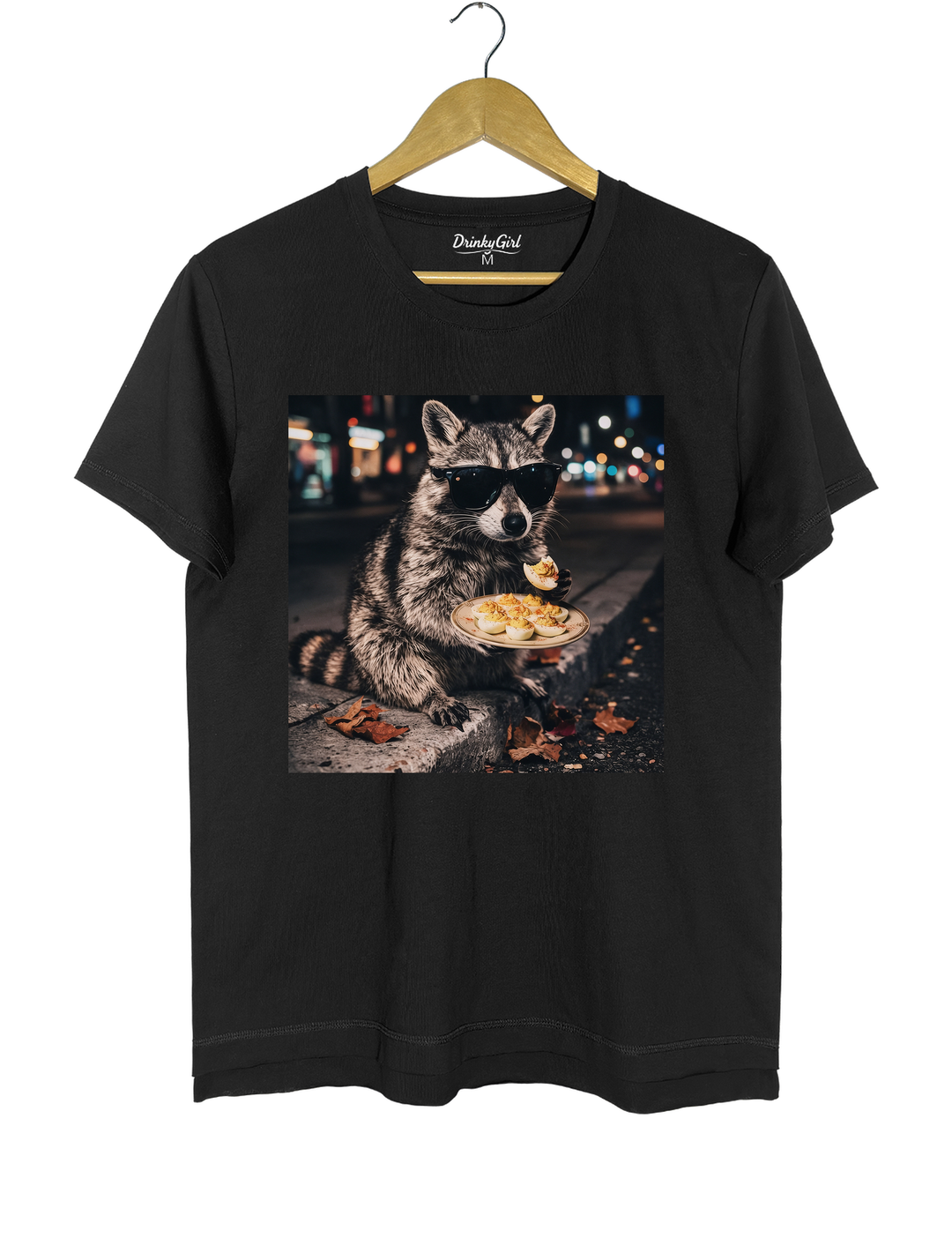 Deviled Eggs Raccoon Tee - Black