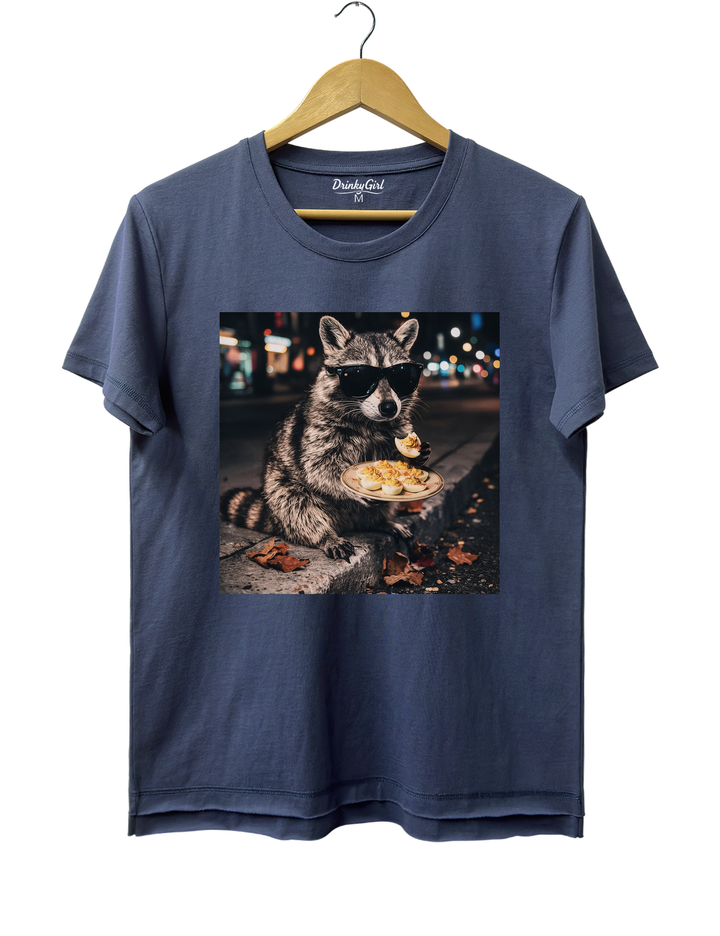 Deviled Eggs Raccoon Tee - Navy Blue