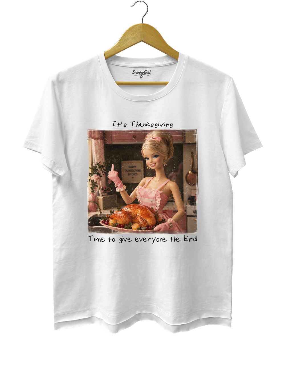 Funny Thanksgiving Doll Face Tee - White