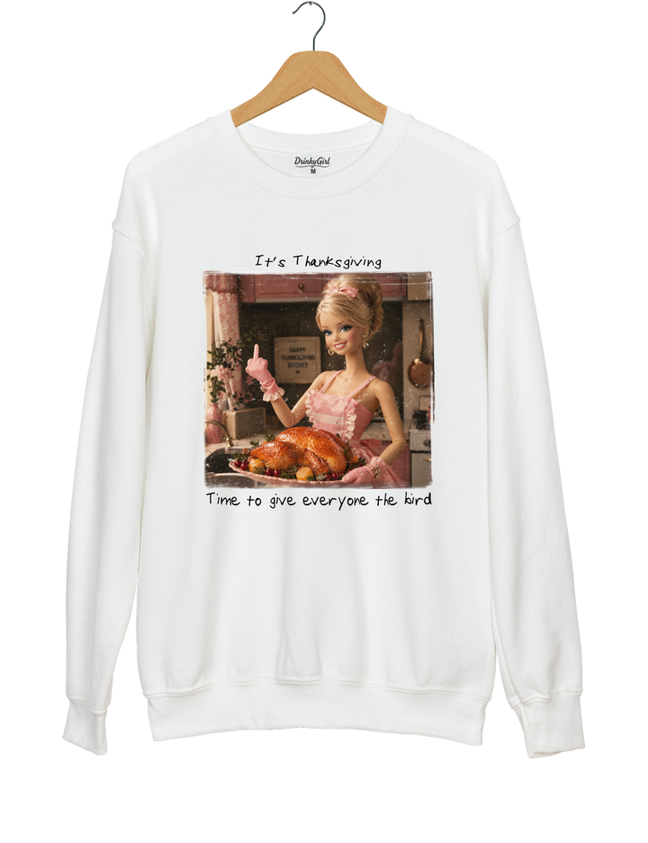 Funny Thanksgiving Doll Face Sweatshirt - White