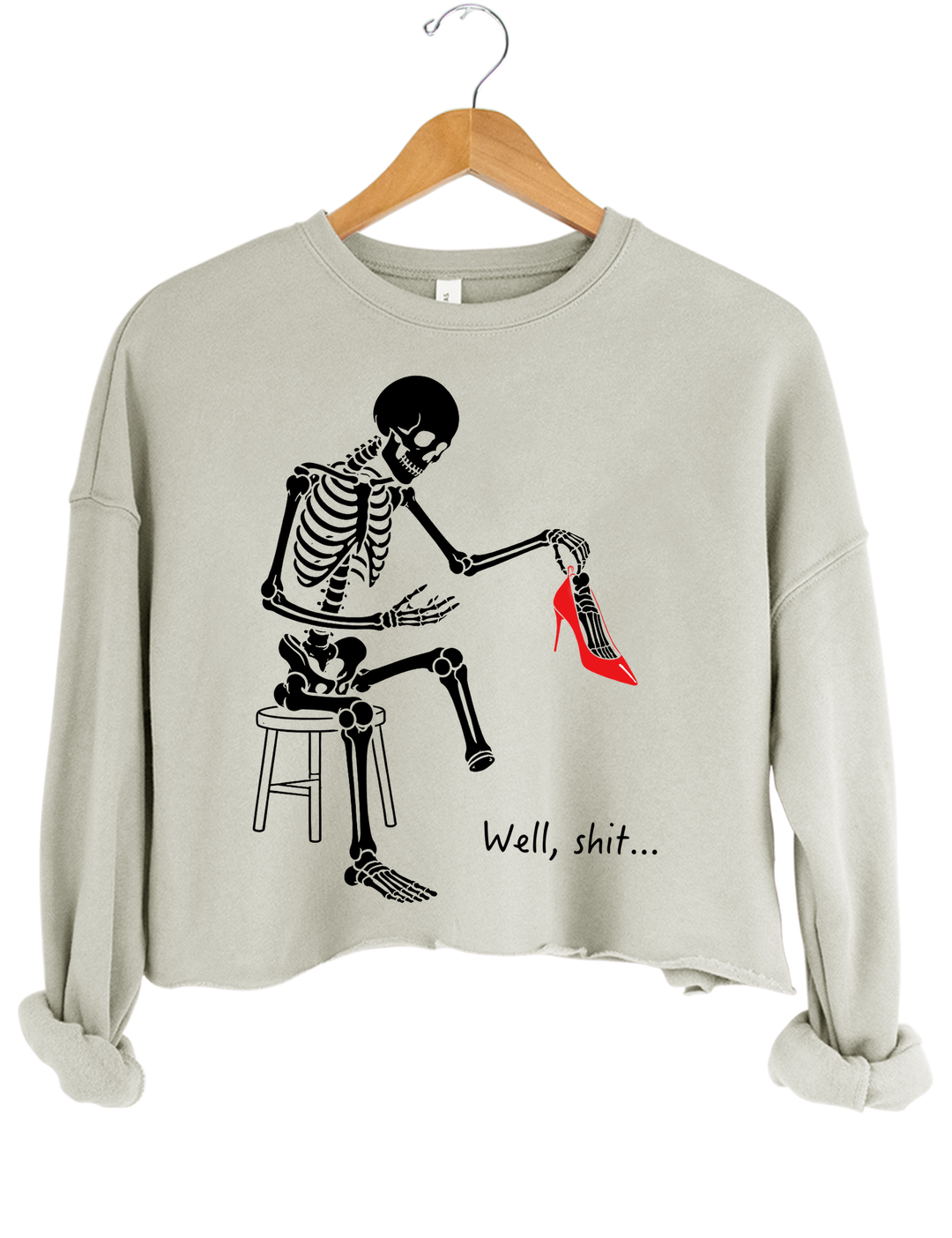Skeleton Lost Foot Crop Sweatshirt - Gray