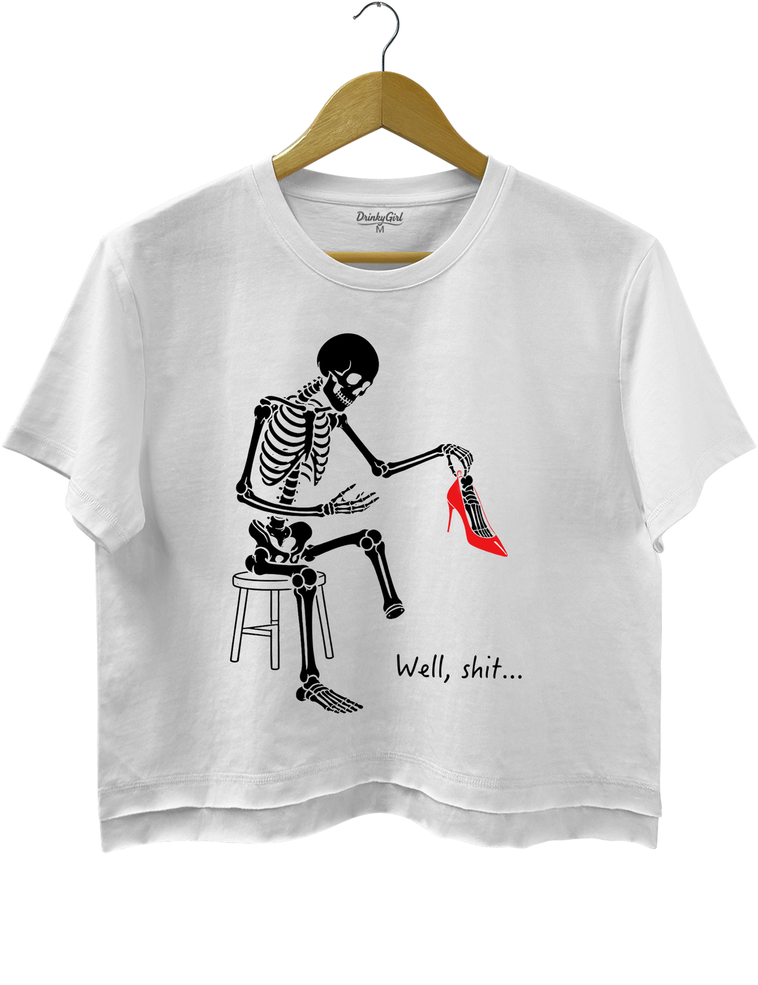 Skeleton Lost Foot Crop Top - White