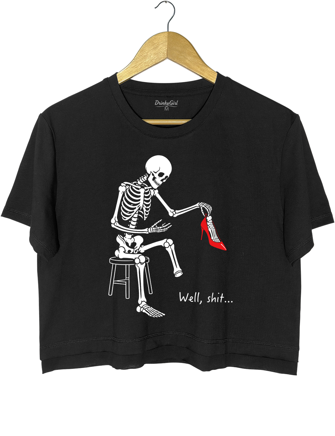 Skeleton Lost Foot Crop Top - Black