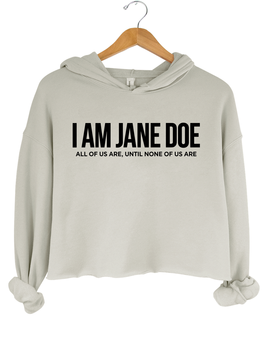 I Am Jane Doe Feminist Crop Hoodie - Gray