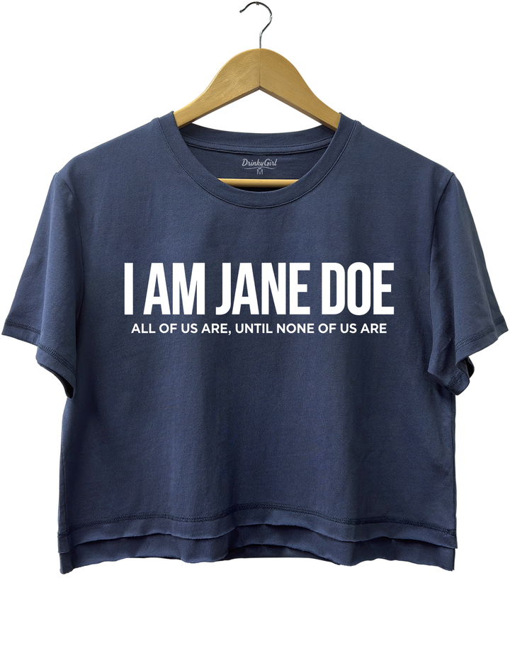 I Am Jane Doe Feminist Crop Top - Navy Blue