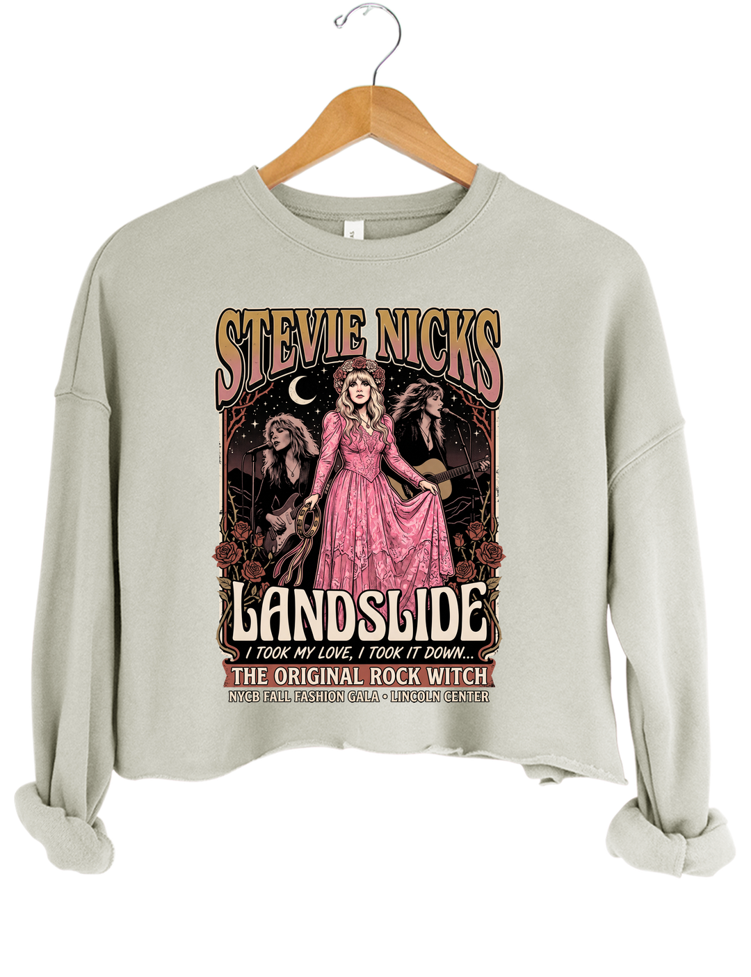 Vintage Stevie Nicks Landslide Crop Sweatshirt - Gray