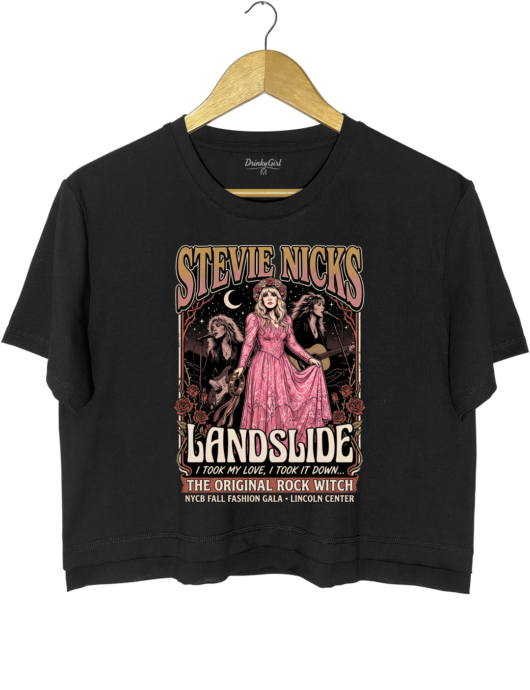 Vintage Stevie Nicks Landslide Crop Top - Black