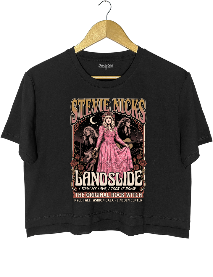Vintage Stevie Nicks Landslide Crop Top - Black