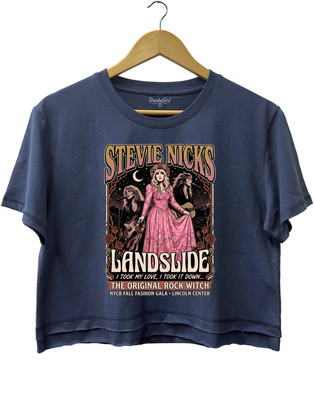 Vintage Stevie Nicks Landslide Crop Top - Navy Blue