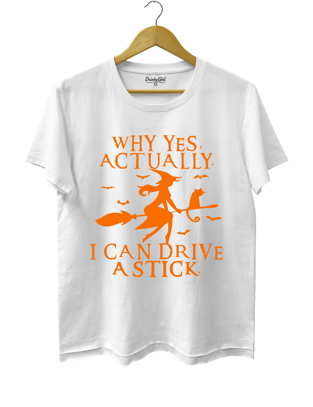 Witch Driving Stick Tee - White