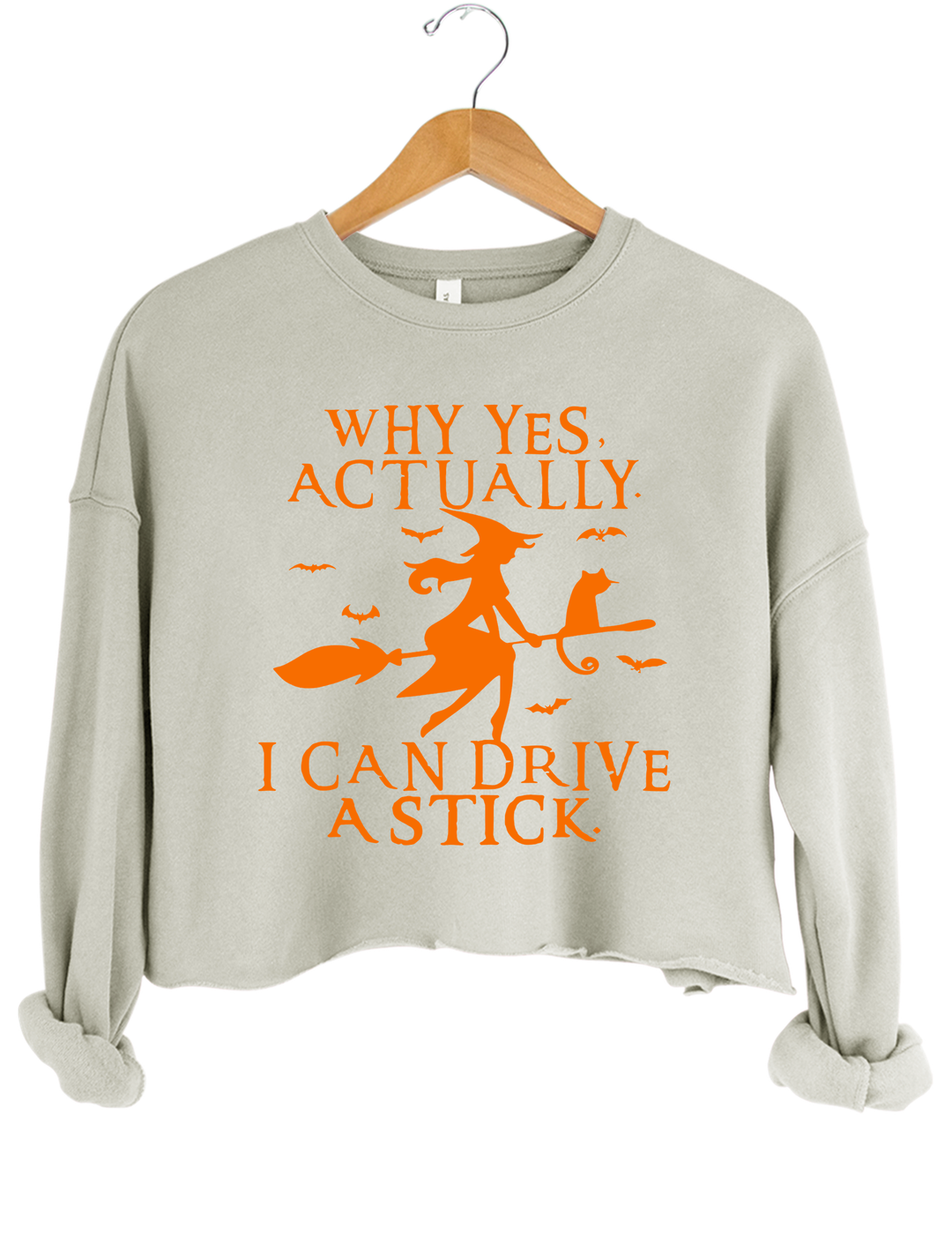 Witch Driving Stick Crop Sweatshirt