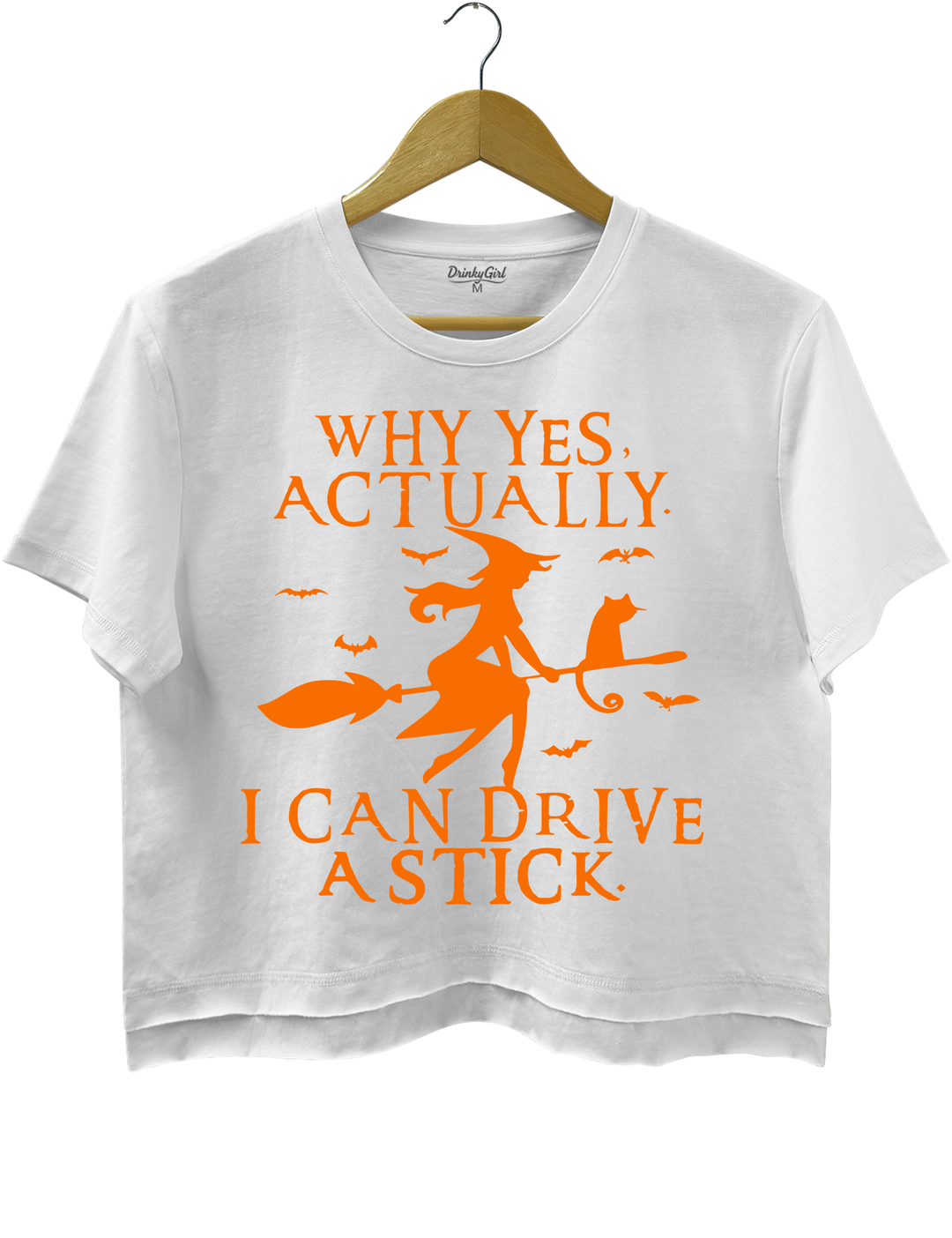 Witch Driving Stick Crop Top - White