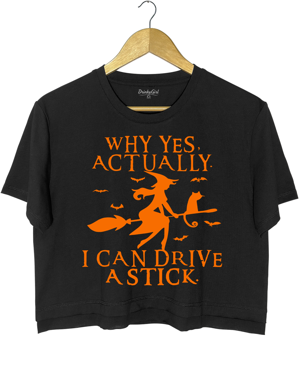 Witch Driving Stick Crop Top - Black