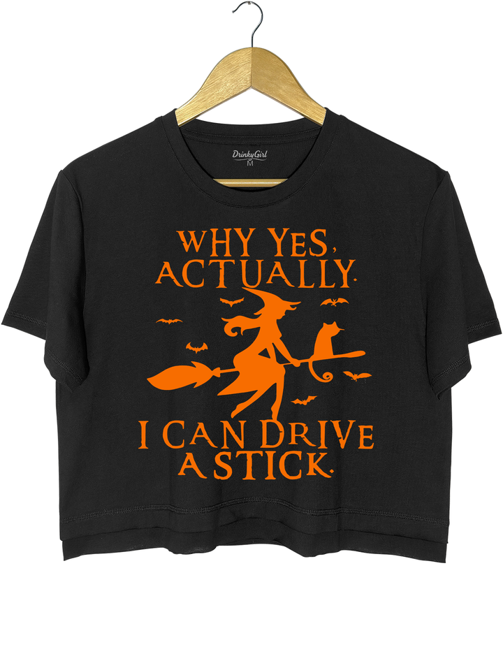 Witch Driving Stick Crop Top - Black